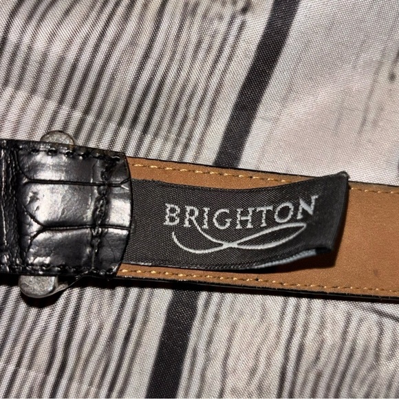Vintage Brighton 24503 Silver Buckle Black Leather Belt XL 1990s Western- main image 6